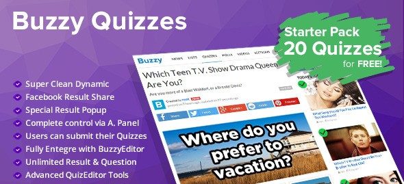 دانلود افزونه PHP آزمون ساز Quizzes Plugin برای Buzzy