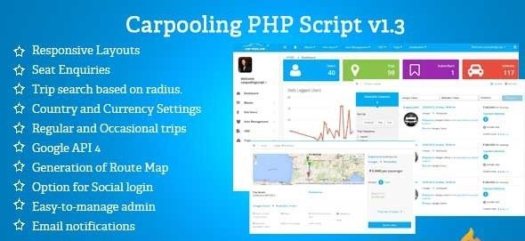 دانلود اسکریپت PHP کرایه اتومبیل Carpooling Ridesharing Script