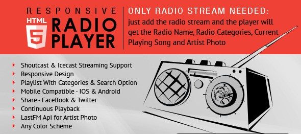 دانلود اسکریپت پخش رادیو Radio Player With Playlist - Shoutcast and Icecast