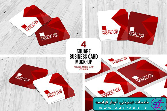 دانلود طرح لایه باز کارت ویزیت مربع Card Mockup Set 594371