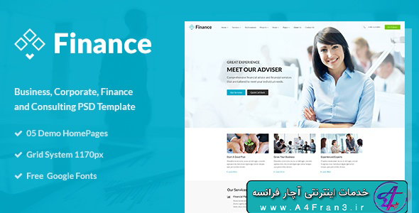 دانلود قالب فتوشاپ سایت Finance