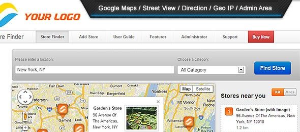 دانلود اسکریپت PHP جستجوی فروشگاه در نقشه Super Store Finder