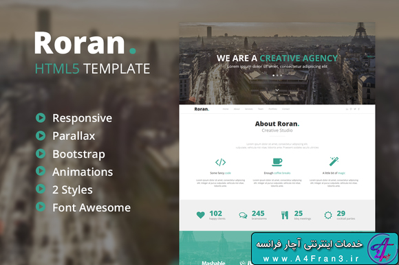 دانلود قالب HTML تک صفحه ای و پارالاکس Roran