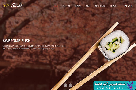 دانلود قالب HTML تک صفحه ای رستوران Sushi