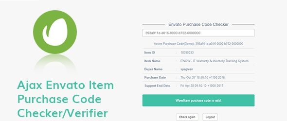 دانلود اسکریپت چک کردن کد خرید Ajax Envato Purchase Code Checker