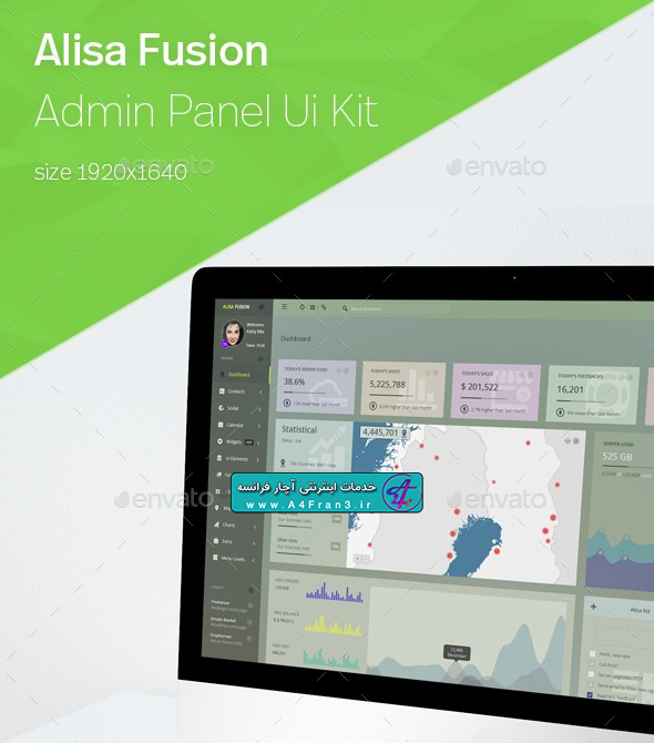 دانلود قالب فتوشاپ سایت GraphicRiver - Alisa Fusion - Responsive Admin Template 13307094