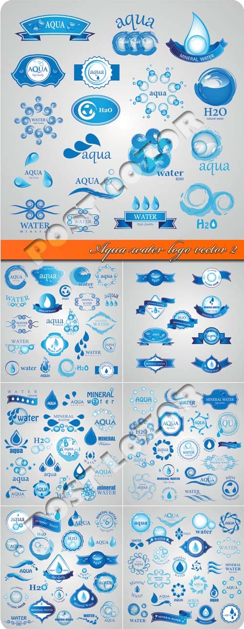 دانلود وکتور مجموعه لوگوهای Aqua water