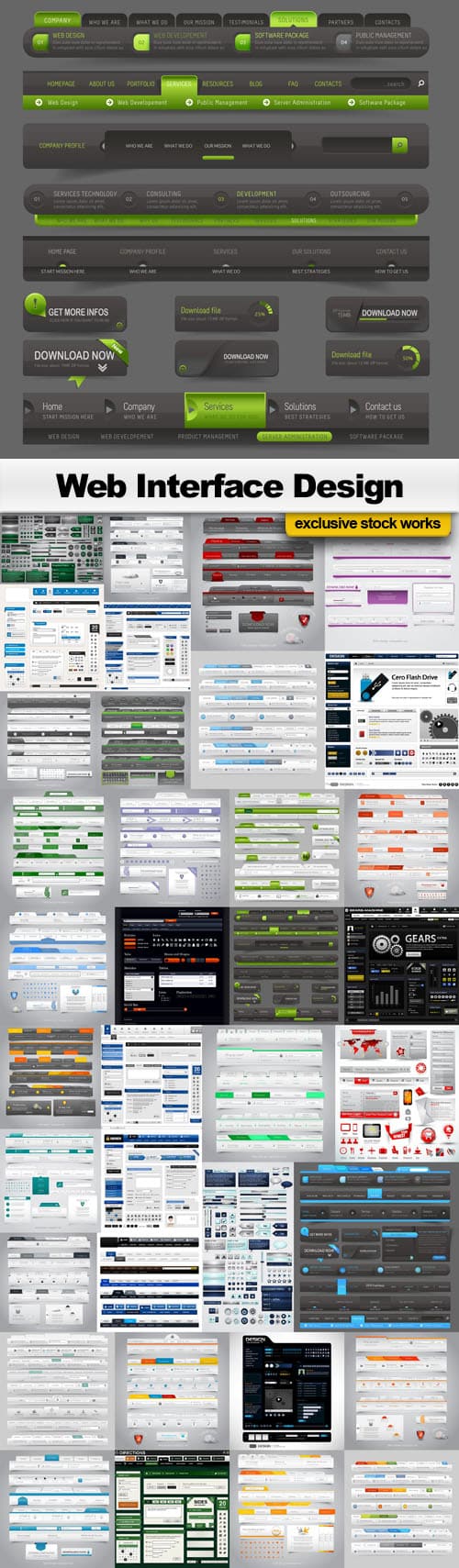 دانلود مجموعه 36 وکتور طراحی رابط کاربری وب