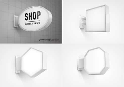 دانلود وکتور طرح لایه باز Wall Light Box Signs