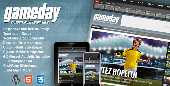 دانلود قالب خبری ورزشی وردپرس Gameday