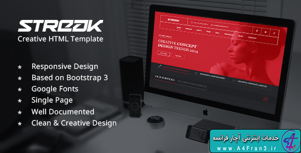 دانلود قالب HTML تک صفحه ای Streak