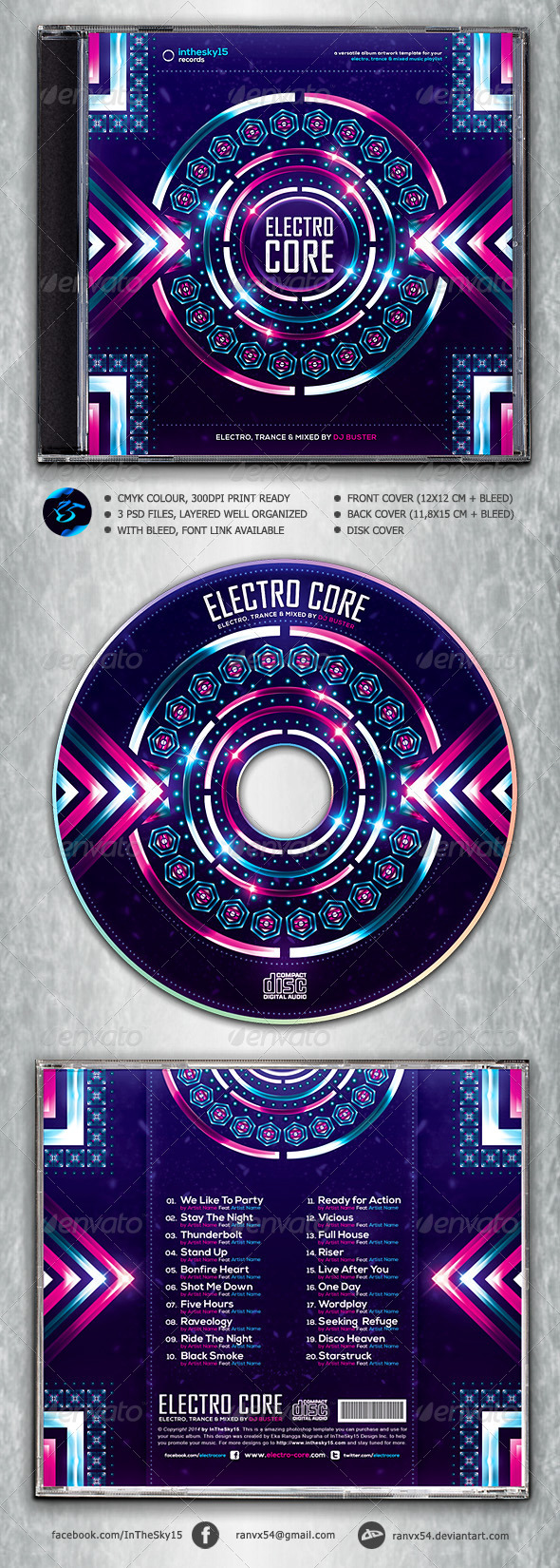 دانلود طرح لایه باز کاور آلبوم Electro Core