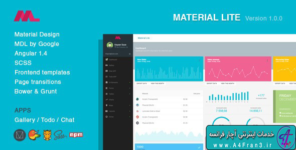 دانلود قالب HTML مدیریت Material Lite - MDL with AngularJS Admin Dashboard