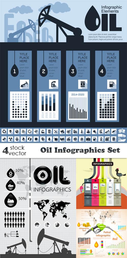 دانلود مجموعه وکتور عناصر اینفوگرافی نفت