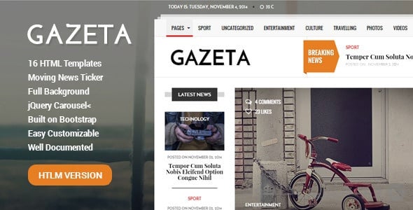 دانلود قالب HTML خبری Gazeta