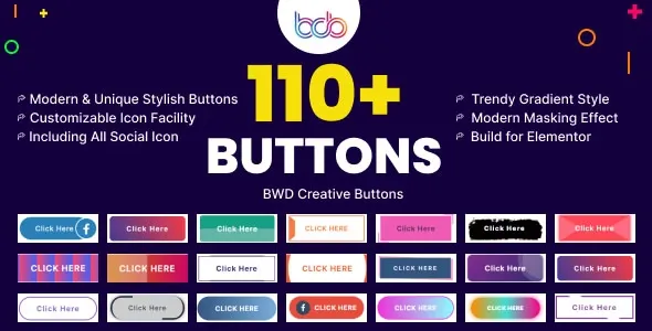 دانلود افزونه وردپرس BWD creative buttons برای المنتور