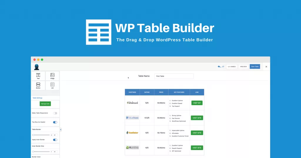دانلود افزونه وردپرس WP Table Builder