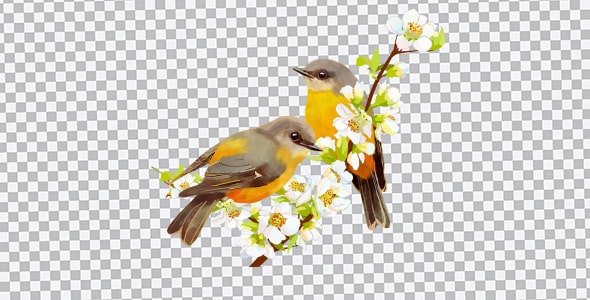 دانلود تصویر PNG پرنده کارتونی روی شاخه درخت