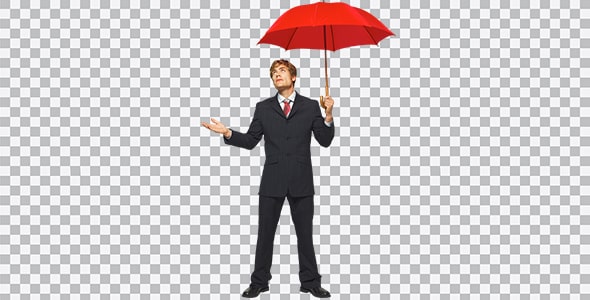 دانلود تصویر PNG مرد جوان تاجر با چتر