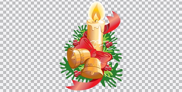 دانلود تصویر PNG شمع کریسمس و زنگوله