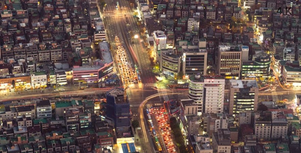 دانلود ویدیو تایم لپس نمای بالا از ترافیک شهری
