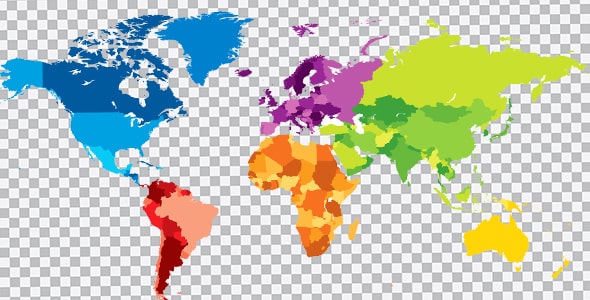 دانلود تصویر PNG نقشه رنگی کشورهای جهان