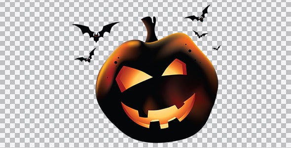 دانلود تصویر PNG استیکر کدو هالووین و خفاش