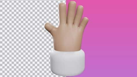 دانلود تصویر PNG آیکون سه بعدی دست انسان و عدد پنج