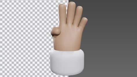 دانلود تصویر PNG آیکون سه بعدی دست انسان و نمایش عدد چهار