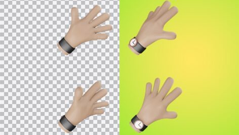 دانلود تصویر PNG مجموعه آیکون سه بعدی دست انسان و عدد پنج